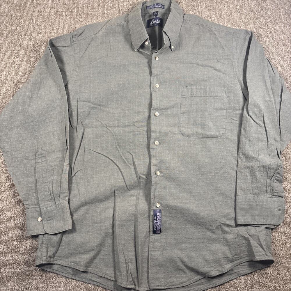 Bass Shirt makers Men’s Long Sleeve Linen Button Up Shirt XL Green Clean